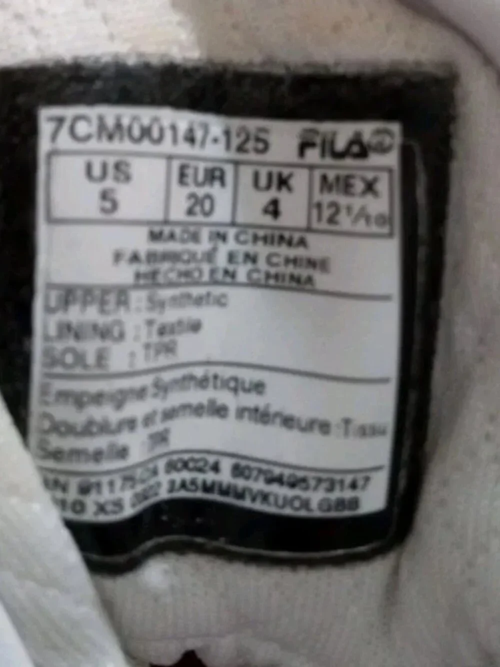 Fila Baby Size 5 Vulc 13 MP Mid White Red Sycamore Casual Shoes Hook & Loop